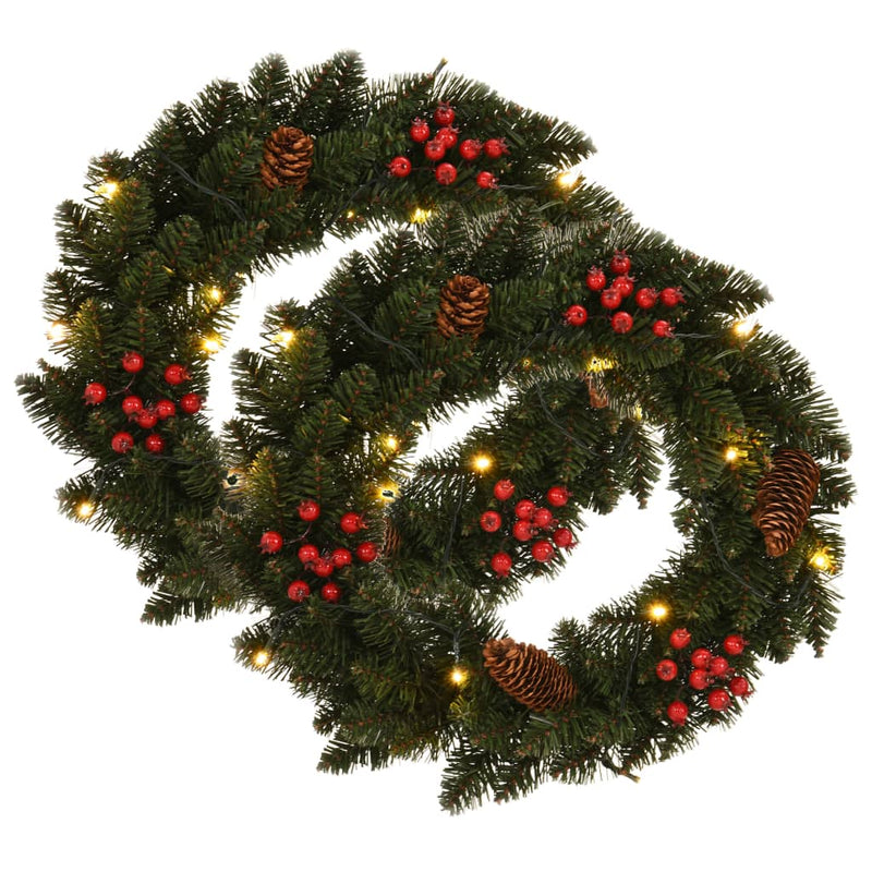 vidaXL Christmas Wreaths 2 pcs with Decoration Green 45 cm