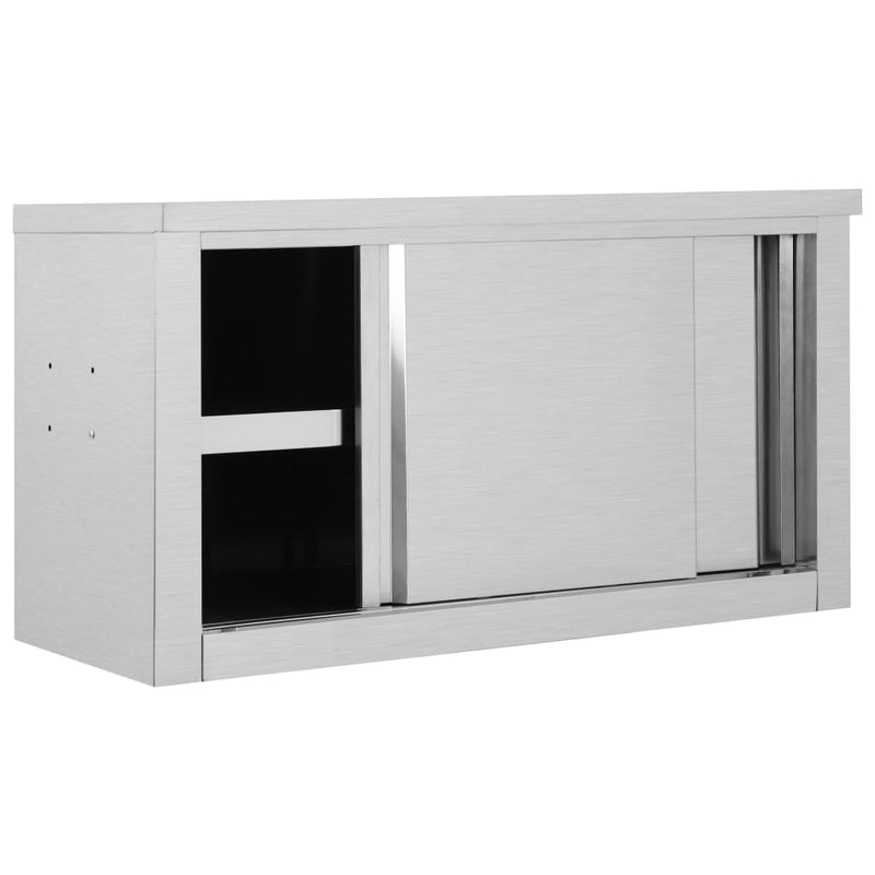 vidaXL Kitchen Wall Cabinet with Sliding Doors 150x40x50 cm Stainless Steel