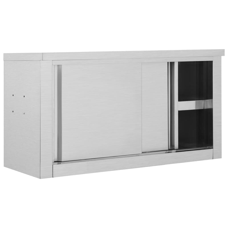 vidaXL Kitchen Wall Cabinet with Sliding Doors 150x40x50 cm Stainless Steel