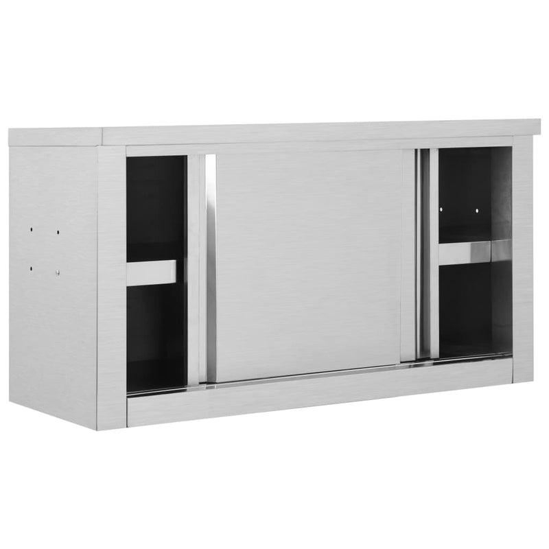 vidaXL Kitchen Wall Cabinet with Sliding Doors 150x40x50 cm Stainless Steel