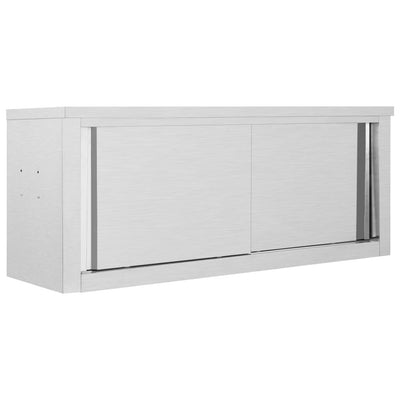 vidaXL Kitchen Wall Cabinet with Sliding Doors 150x40x50 cm Stainless Steel