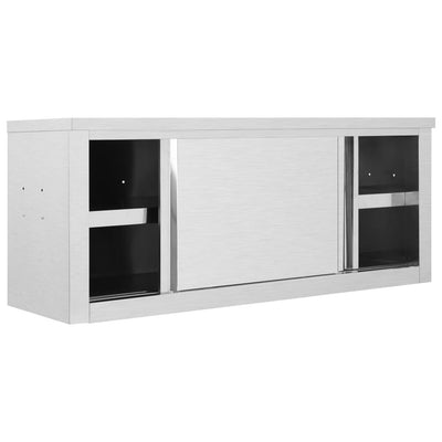 vidaXL Kitchen Wall Cabinet with Sliding Doors 150x40x50 cm Stainless Steel