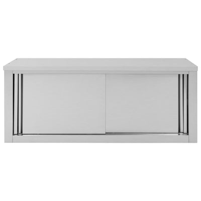 vidaXL Kitchen Wall Cabinet with Sliding Doors 150x40x50 cm Stainless Steel