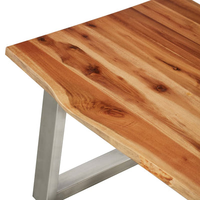 vidaXL Coffee Table 100x60x40 cm Solid Acacia Wood and Stainless Steel
