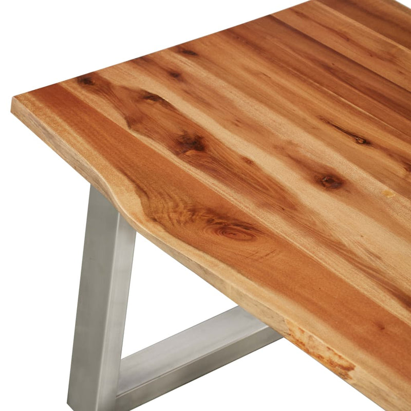 vidaXL Coffee Table 100x60x40 cm Solid Acacia Wood and Stainless Steel