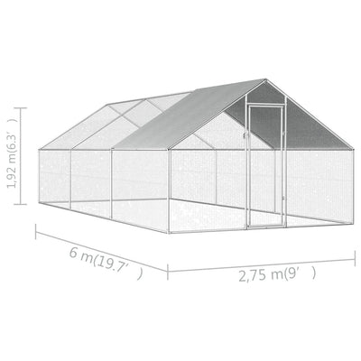 vidaXL Outdoor Chicken Cage 2.75x2x1.92 m Galvanised Steel