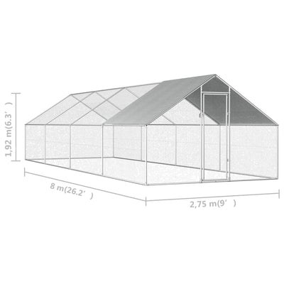 vidaXL Outdoor Chicken Cage 2.75x2x1.92 m Galvanised Steel
