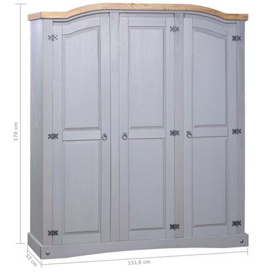 vidaXL Wardrobe Mexican Pine Corona Range 3 Doors