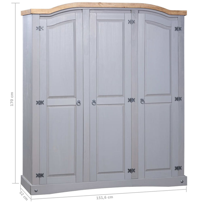 vidaXL Wardrobe Mexican Pine Corona Range 3 Doors