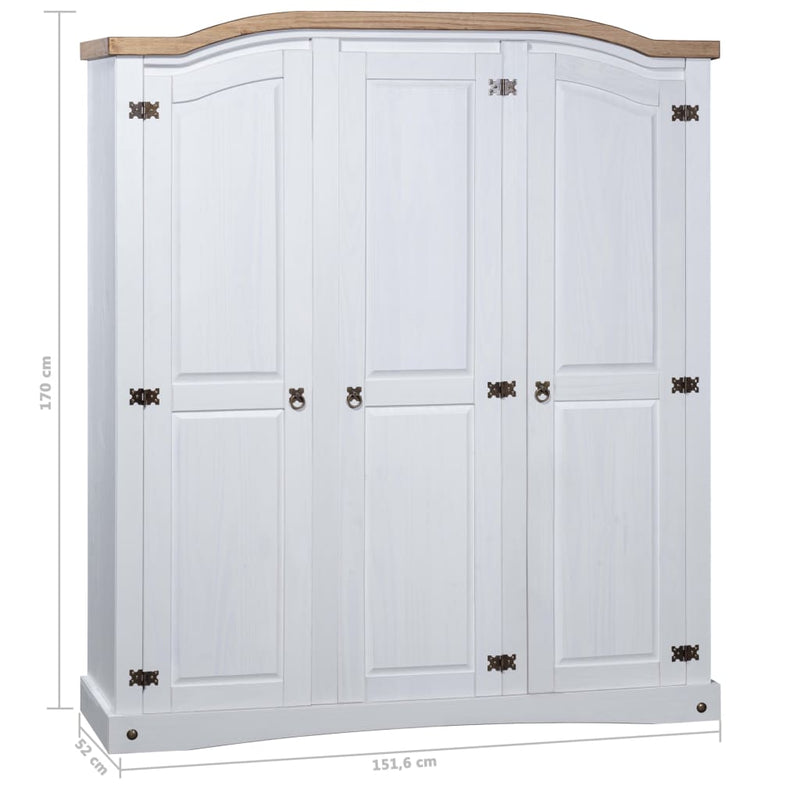 vidaXL Wardrobe Mexican Pine Corona Range 3 Doors