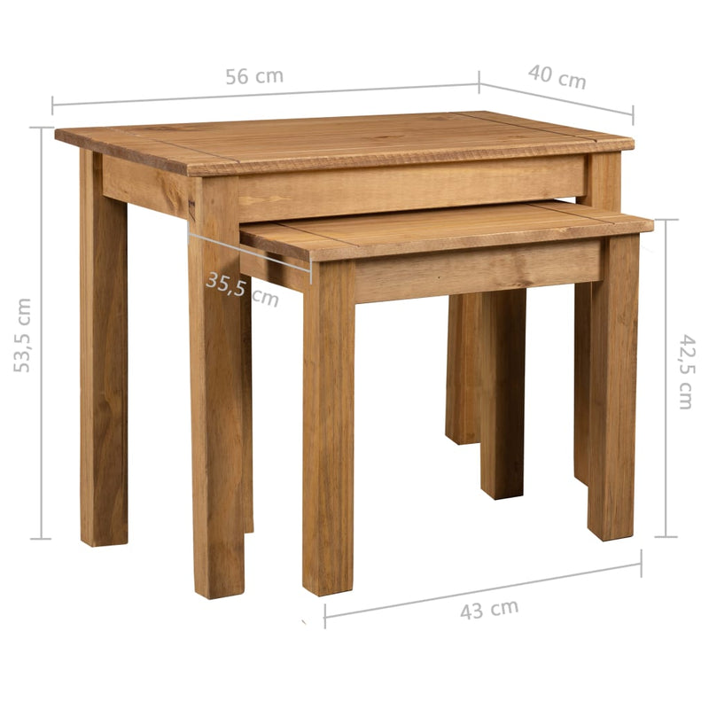 vidaXL Nesting Tables 2 pcs Solid Wood Pine Panama Range