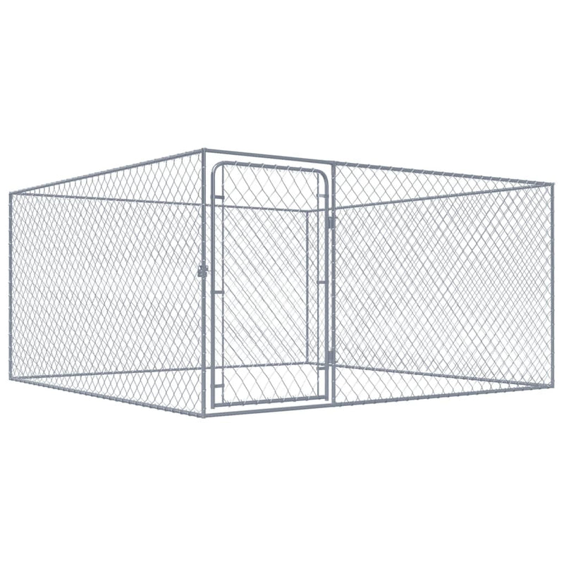 vidaXL Outdoor Dog Kennel Galvanised Steel 4x4x1 m