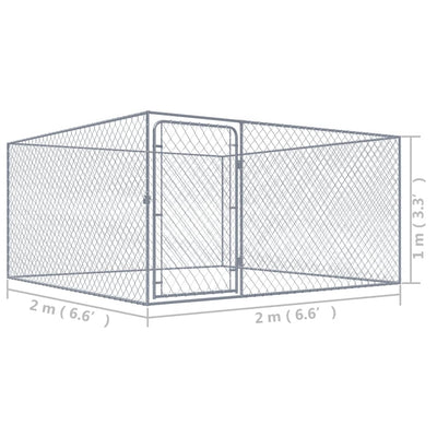 vidaXL Outdoor Dog Kennel Galvanised Steel 4x4x1 m