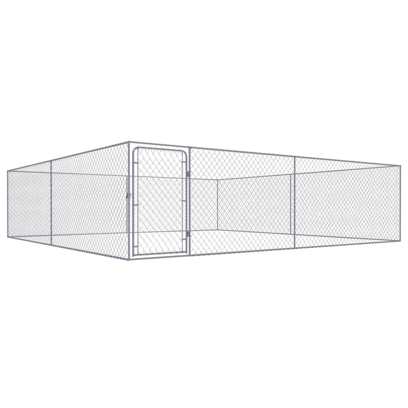 vidaXL Outdoor Dog Kennel Galvanised Steel 4x4x1 m