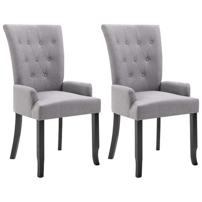 vidaXL Dining Chairs with Armrests 2 pcs Brown Fabric
