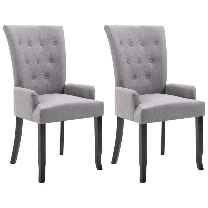 vidaXL Dining Chairs with Armrests 2 pcs Brown Fabric