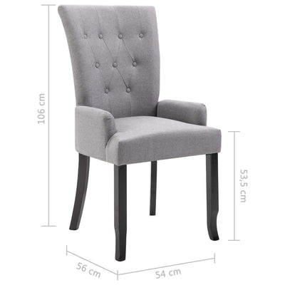 vidaXL Dining Chairs with Armrests 6 pcs Light Grey Fabric