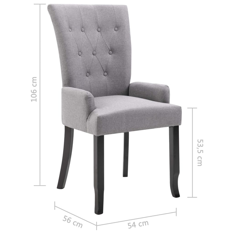 vidaXL Dining Chairs with Armrests 6 pcs Light Grey Fabric
