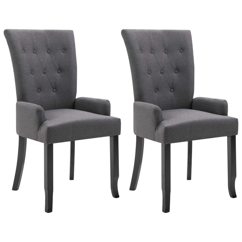vidaXL Dining Chairs with Armrests 2 pcs Brown Fabric