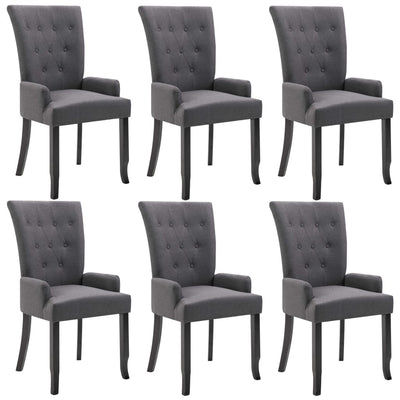 vidaXL Dining Chairs with Armrests 6 pcs Light Grey Fabric