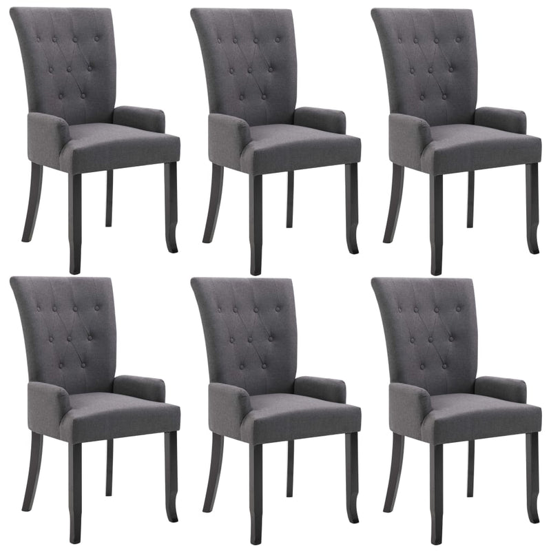 vidaXL Dining Chairs with Armrests 6 pcs Light Grey Fabric