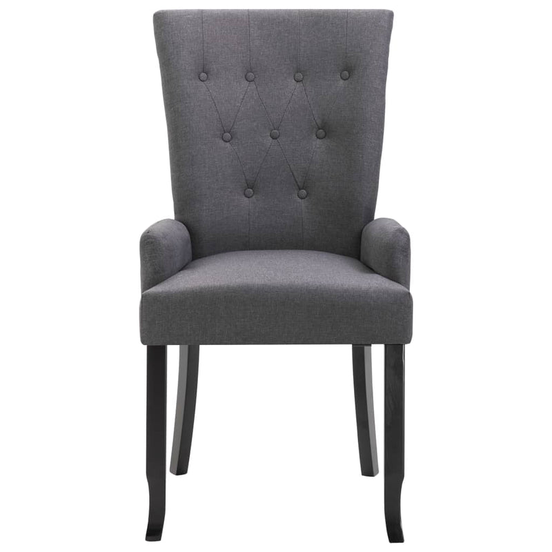 vidaXL Dining Chairs with Armrests 6 pcs Light Grey Fabric