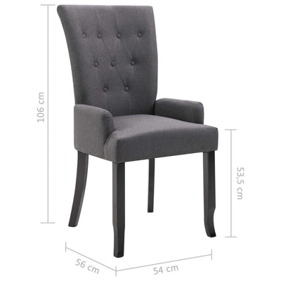 vidaXL Dining Chairs with Armrests 6 pcs Light Grey Fabric