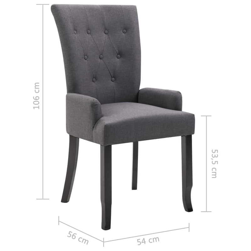 vidaXL Dining Chairs with Armrests 6 pcs Light Grey Fabric