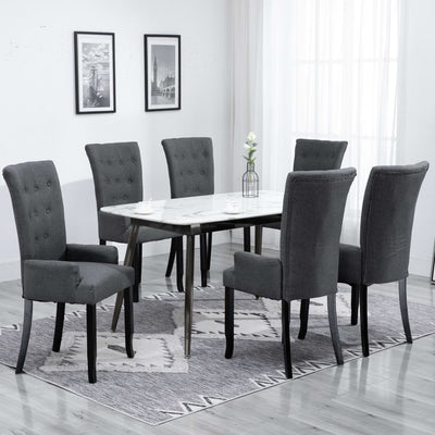 vidaXL Dining Chairs with Armrests 6 pcs Light Grey Fabric