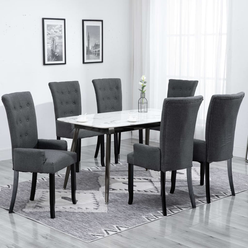 vidaXL Dining Chairs with Armrests 6 pcs Light Grey Fabric