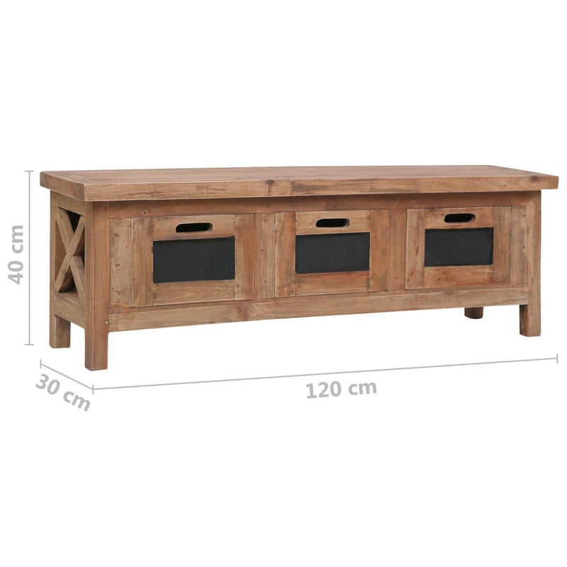 vidaXL TV Cabinet with 3 Drawers 120x30x40 cm Solid Mahogany Wood