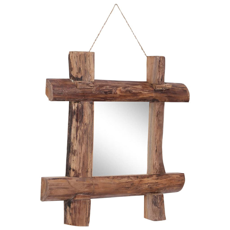 vidaXL Log Mirror Natural 50x50 cm Recycled Teak Wood