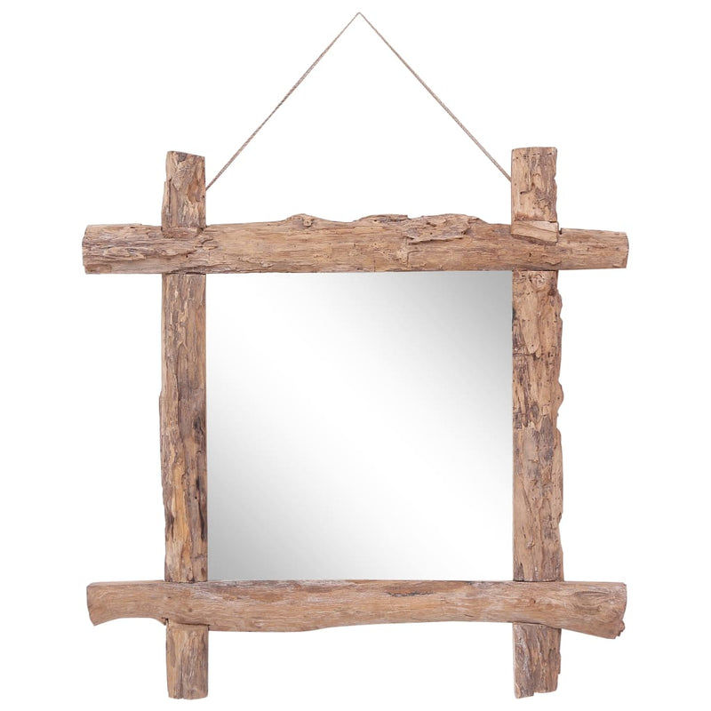 vidaXL Log Mirror Natural 50x50 cm Recycled Teak Wood