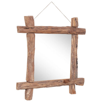 vidaXL Log Mirror Natural 50x50 cm Recycled Teak Wood