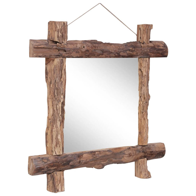 vidaXL Log Mirror Natural 50x50 cm Recycled Teak Wood