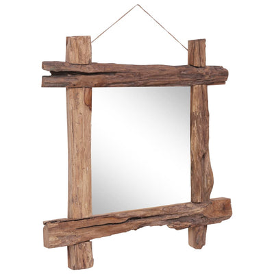 vidaXL Log Mirror Natural 50x50 cm Recycled Teak Wood