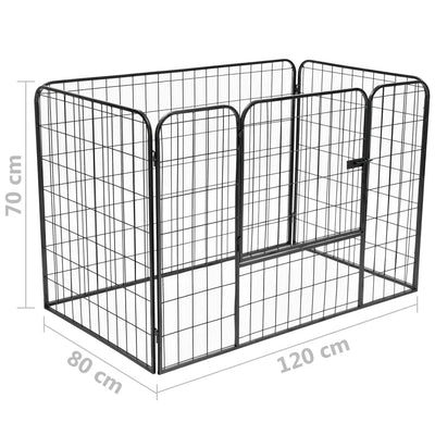 vidaXL Heavy Duty Dog Playpen Black 120x80x70 cm Steel