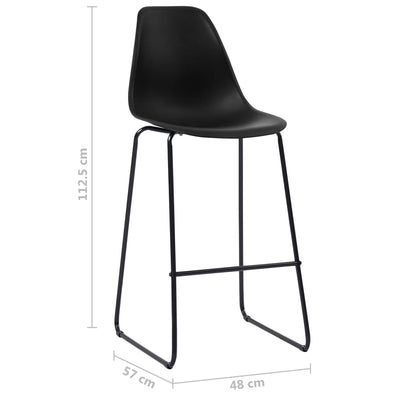 vidaXL Bar Chairs 2 pcs Black Plastic
