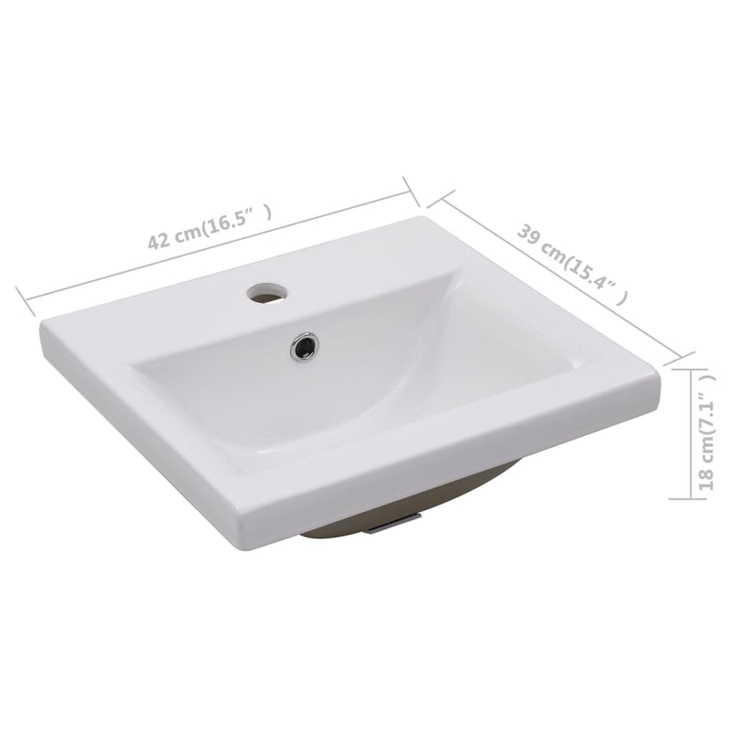 vidaXL Built-in Basin 81x39.5x18.5 cm Ceramic White