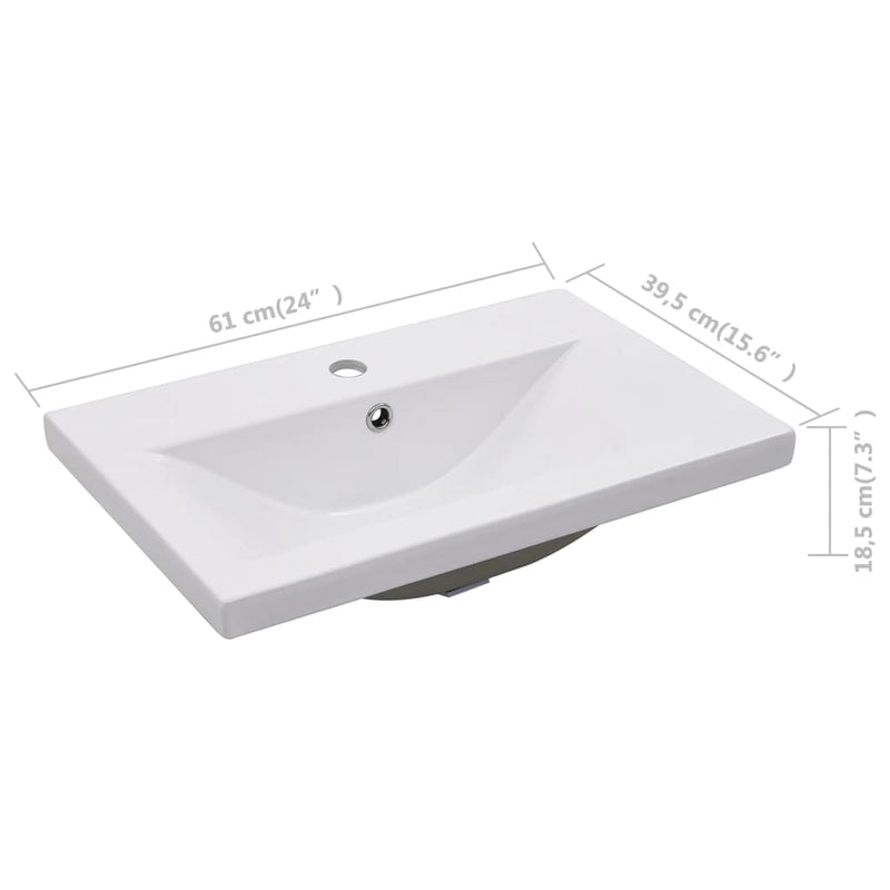 vidaXL Built-in Basin 81x39.5x18.5 cm Ceramic White