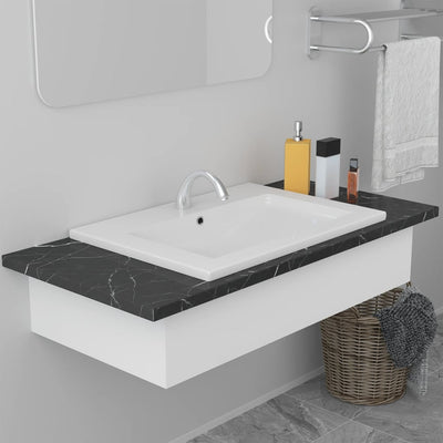 vidaXL Built-in Basin 81x39.5x18.5 cm Ceramic White