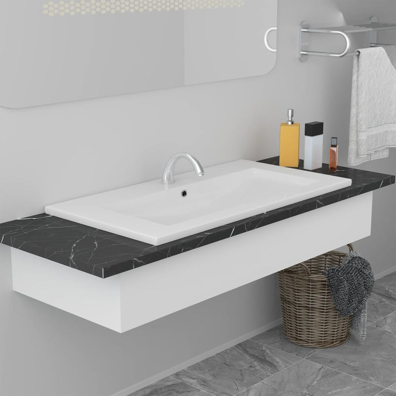 vidaXL Built-in Basin 81x39.5x18.5 cm Ceramic White