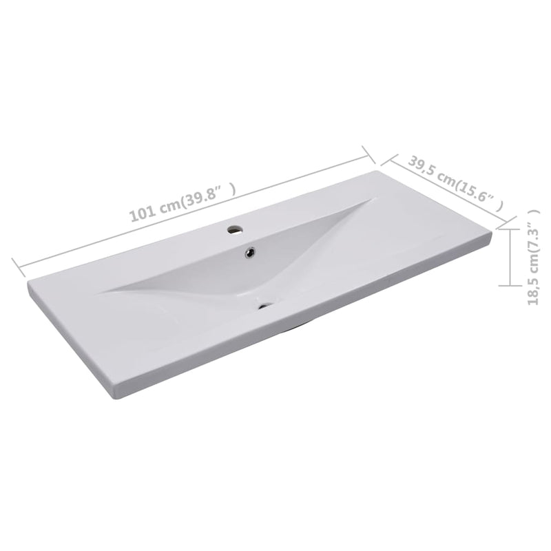 vidaXL Built-in Basin 81x39.5x18.5 cm Ceramic White