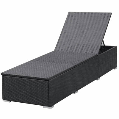 vidaXL Sun Loungers with Cushions 2 pcs Poly Rattan Black