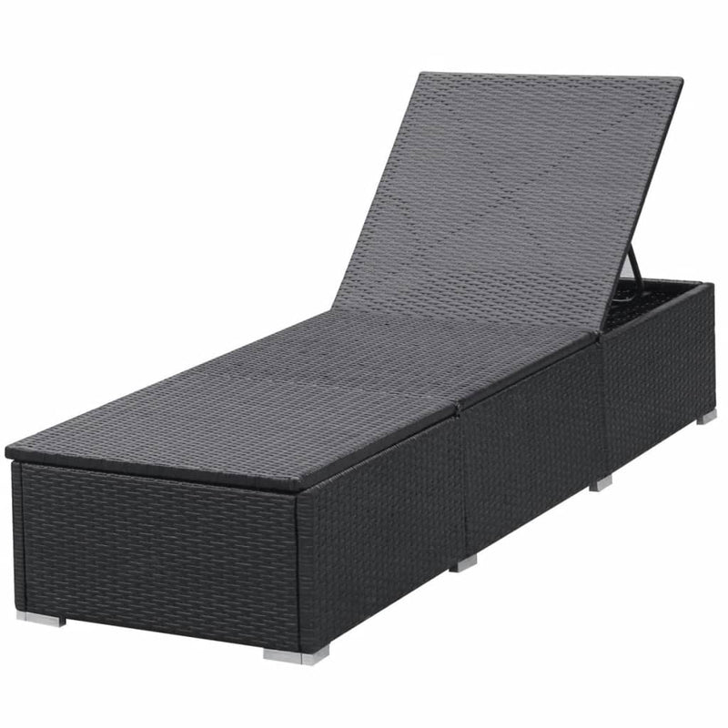 vidaXL Sun Loungers with Cushions 2 pcs Poly Rattan Black