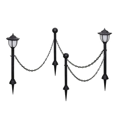 vidaXL Solar Lights 4 pcs with Chain Fence and Poles