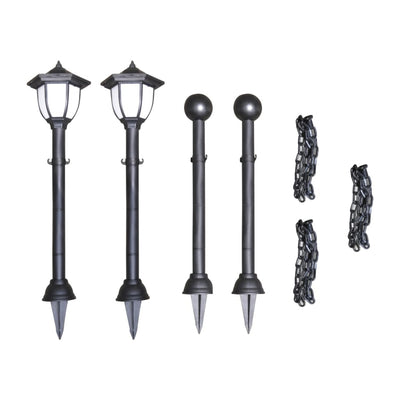 vidaXL Solar Lights 4 pcs with Chain Fence and Poles