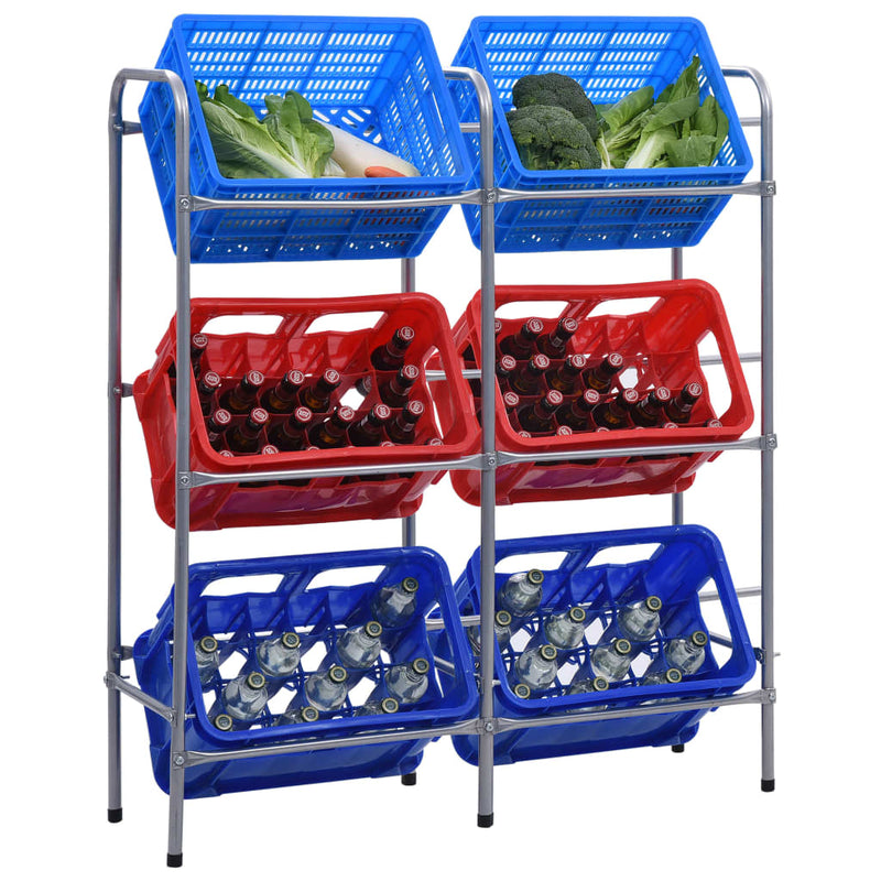 vidaXL Storage Shelf for 6 Crates Silver 96x33x116 cm Steel