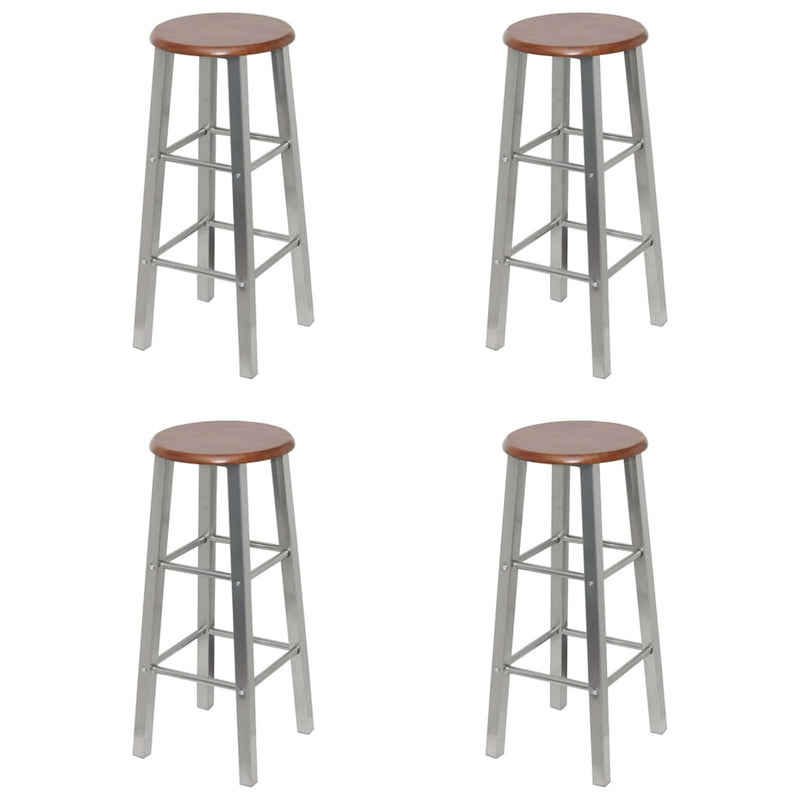vidaXL Bar Stools 4 pcs Silver and Brown MDF