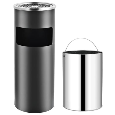 vidaXL Ashtray Dustbin Hotel 30 L Steel Black